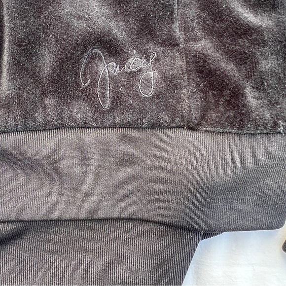VTG Y2K Juicy Coture Rare Black Velour Zip Up Hoodie with Rhinestone J, L - Picture 7 of 12